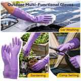 FMP Brands 3 Pairs Rubber Dishwashing Gloves-15'' Long Elastic Comfortable to Wear, Reinforced Non-Slip Design and Reusable for Household Cleaning