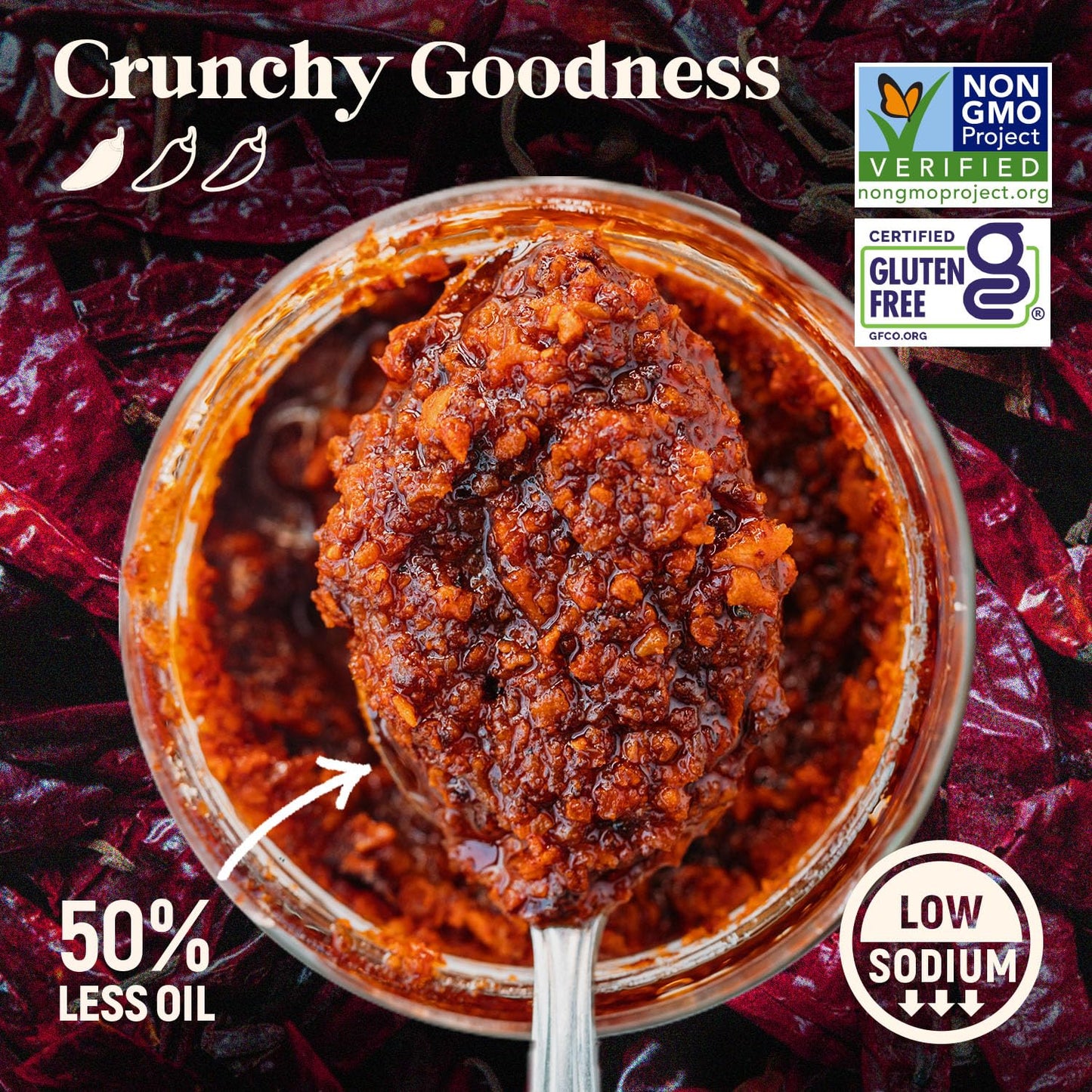 Homiah Sambal Chili Crunch, Shrimp, 6oz - Less Oil Low Sodium Gluten Free Non-GMO, Sambal Oelek Chili Paste, Shrimp Paste, Crispy Crunch Topping