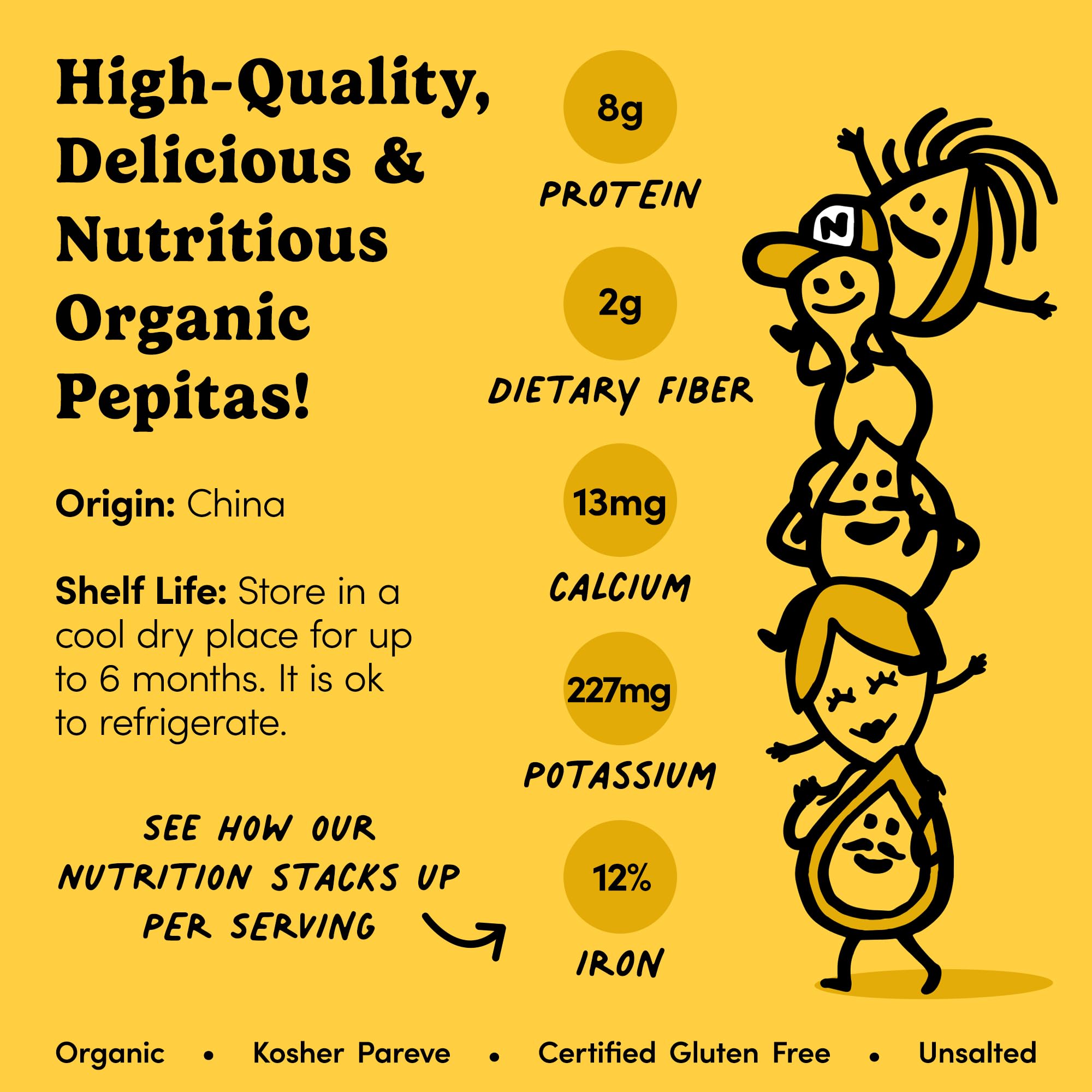 Nuts.com - Organic Pumpkin Seeds - 2 Lb Bag, No Shell Pumpkin Seeds Organic, Healthy Snack for Adults & Kids, Rich in Protein, Fiber, Calcium