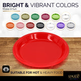 Amcrate Disposable Red Plastic Dinner Plates, 10.4 Inches, Strong and Sturdy for Party, Holiday, Picnic, or Travel - Pack of 50