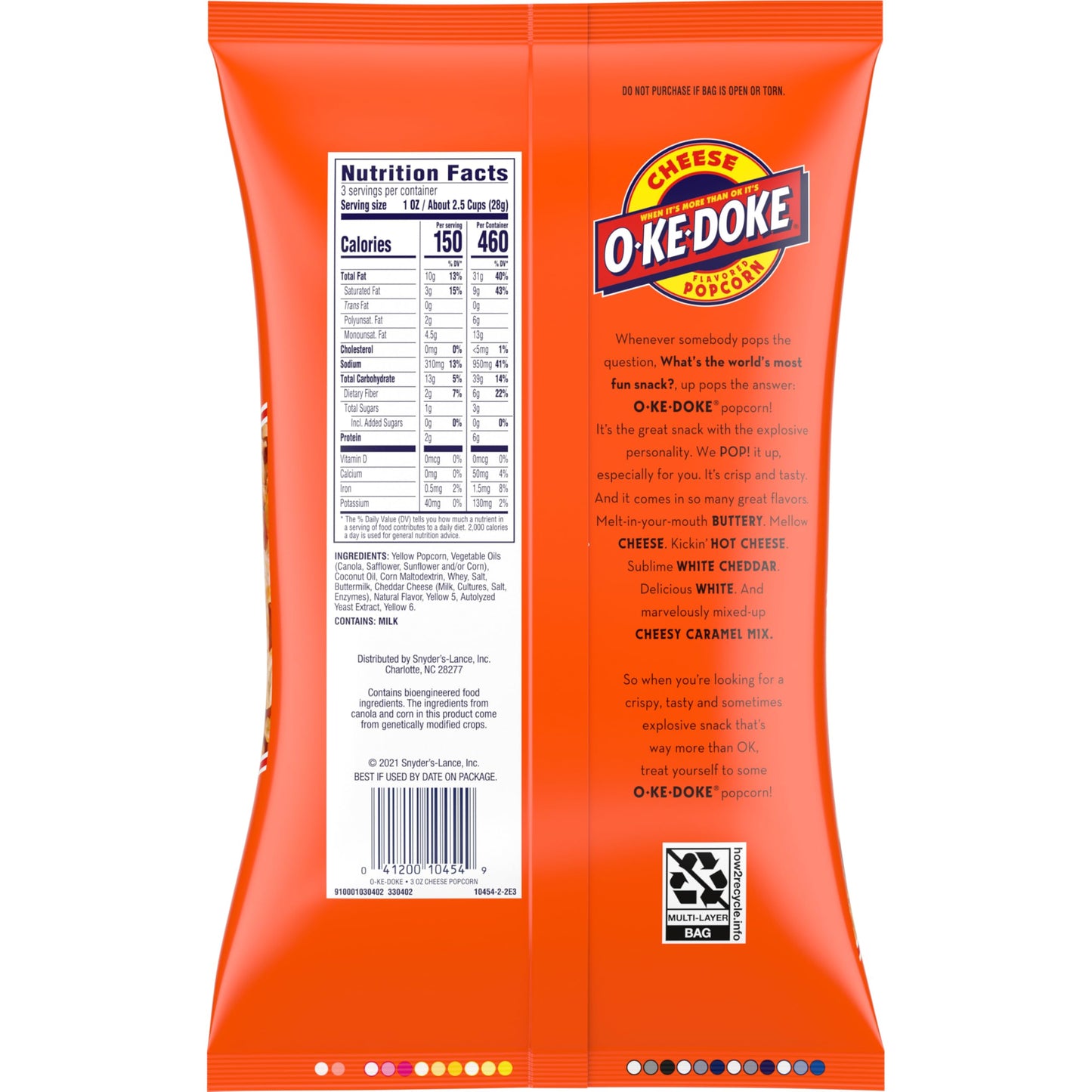 O-Ke-Doke Popcorn, Cheese, 3 oz