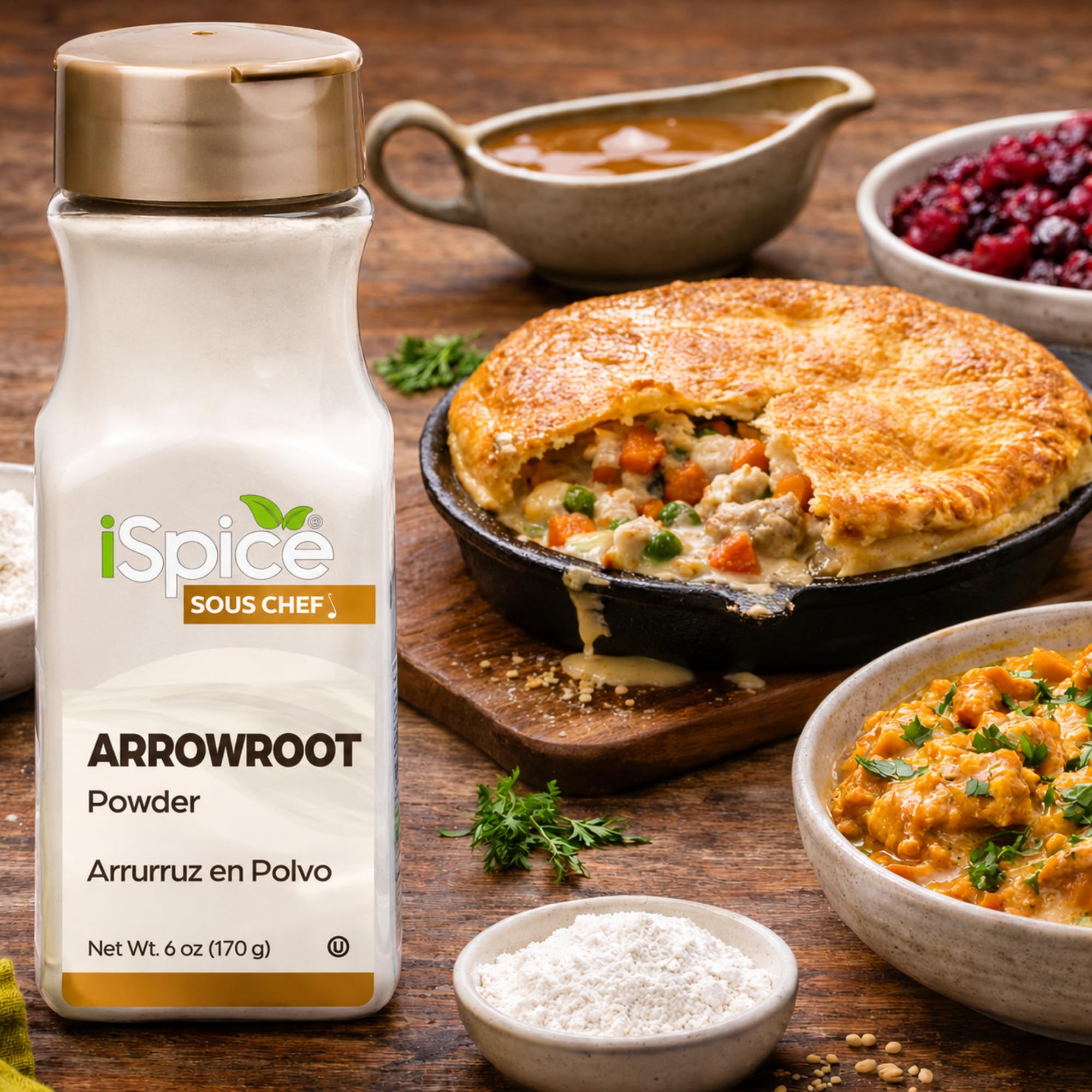 iSpice Premium Arrowroot Powder |Natural Thickener Arrowroot Flour |Gluten-Free Arrowroot Starch| Non -GMO Arrow Powder | 6oz (170g)