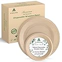 Disposable Wooden Plates Set of 50 - 100% Poplar Wood Dinner & Dessert Plates for Parties, Weddings, Camping - Smooth, Durable, Biodegradable, Dye