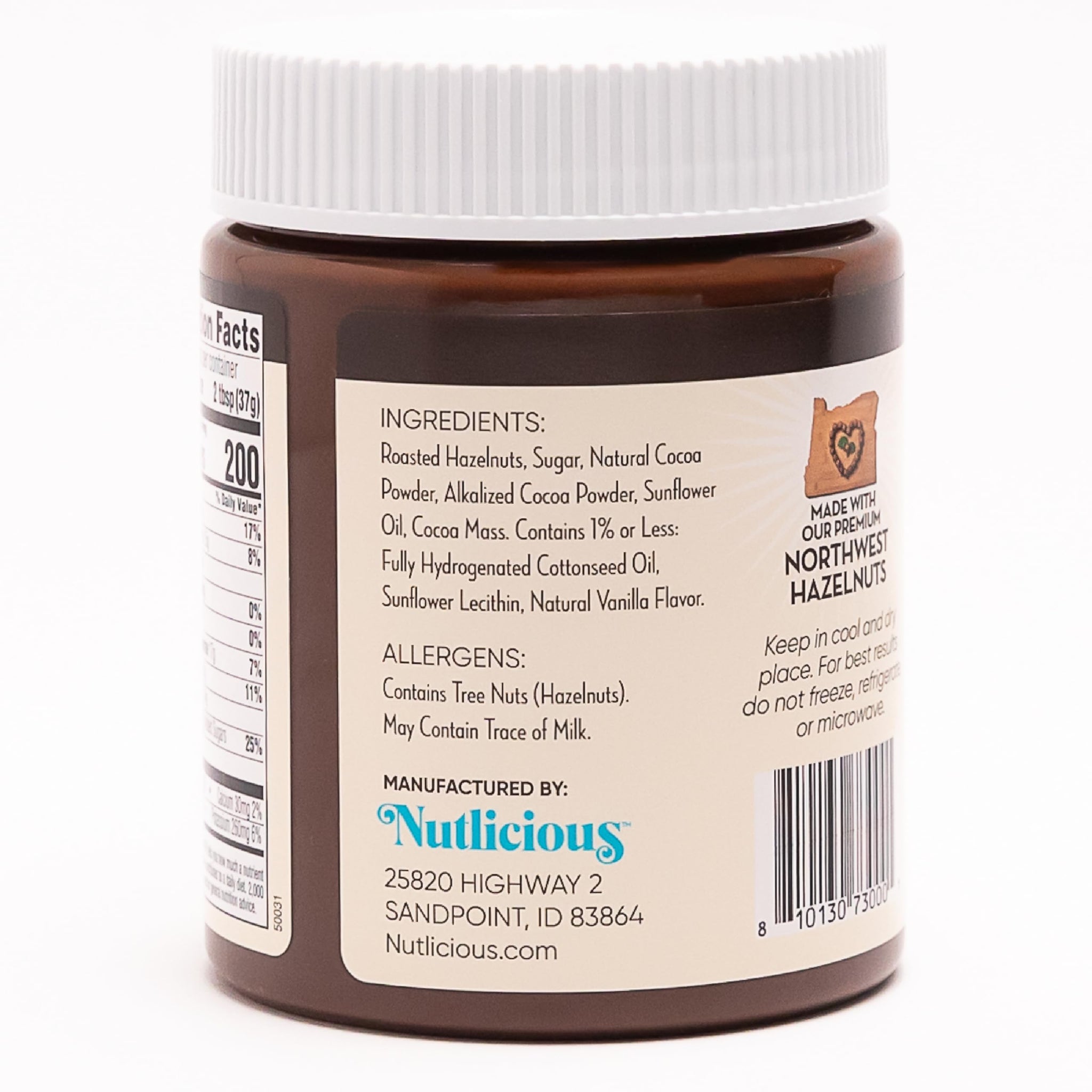 NUTLICIOUS Hazelnut Dark Cocoa Spread (13 oz), Spreadable Rich Dark Cocoa Roasted Hazelnuts, Made in the USA, No Palm Oil, 4g of Protein
