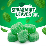 Spearmint Leaves Candy -Green Candy - 2 Pound Bulk Bag - Spearmint Candies with Soft Chewy Texture - Mint Jelly - Green Gummies - Classic Leaf Shaped