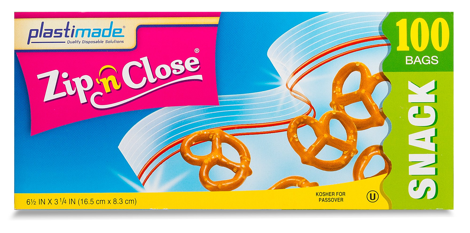 Plastimade Zip'n'Close Disposable Plastic Resealable Snack Bags, 200 Bags, Premium Seal, Great for Home, School, Office, Traveling, Snacks, Food Prep