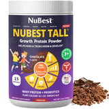 NuBest Tall Protein Powder for Kids & Teens - Whey Protein Powder - Chocolate Protein Powder Shake with Probiotics, Omega 3-6-9, Vitamin D3 + K2