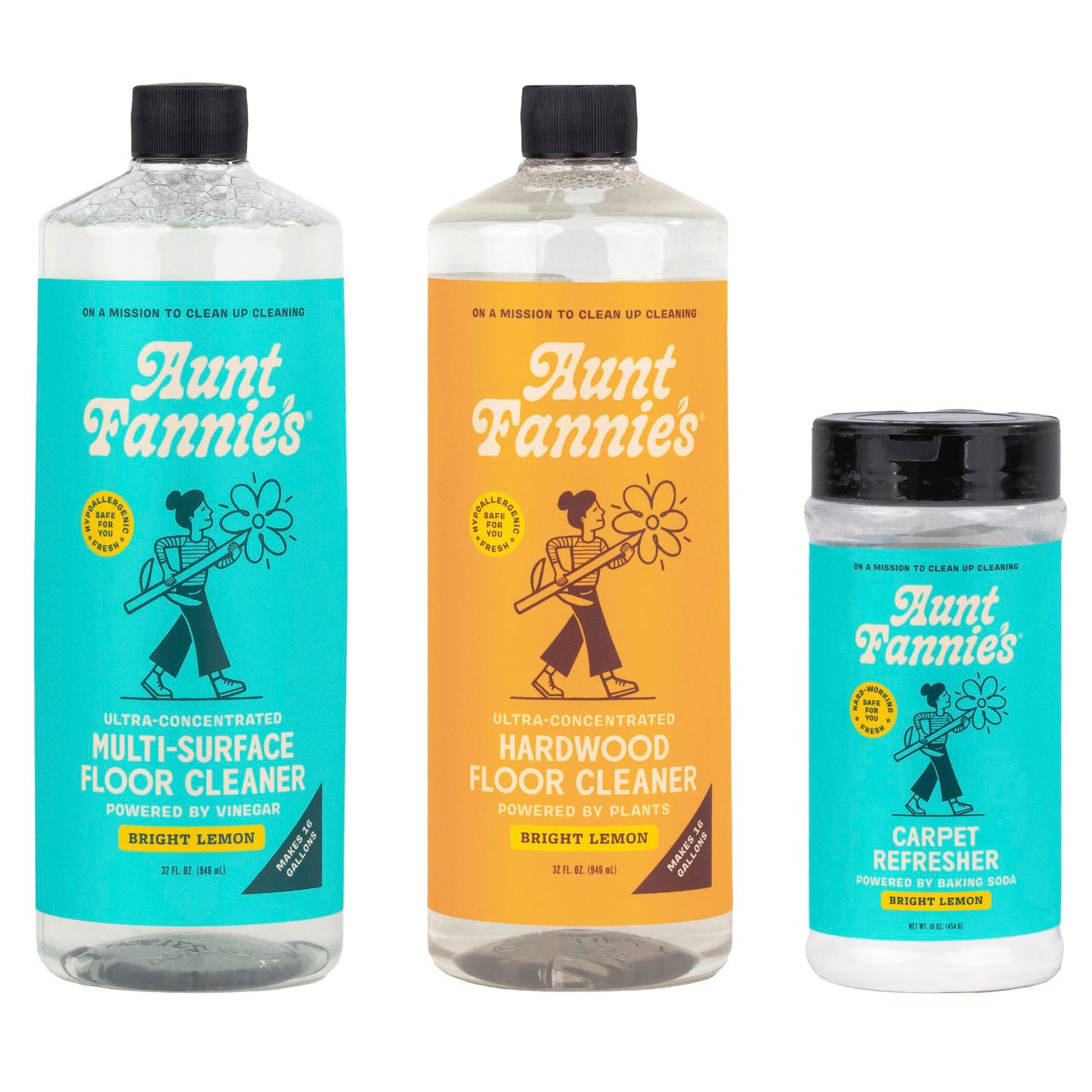 Aunt Fannie's Floor Bundle: Hardwood Cleaner, Multi-Surface Vinegar Floor Cleaner, and Carpet Refresher