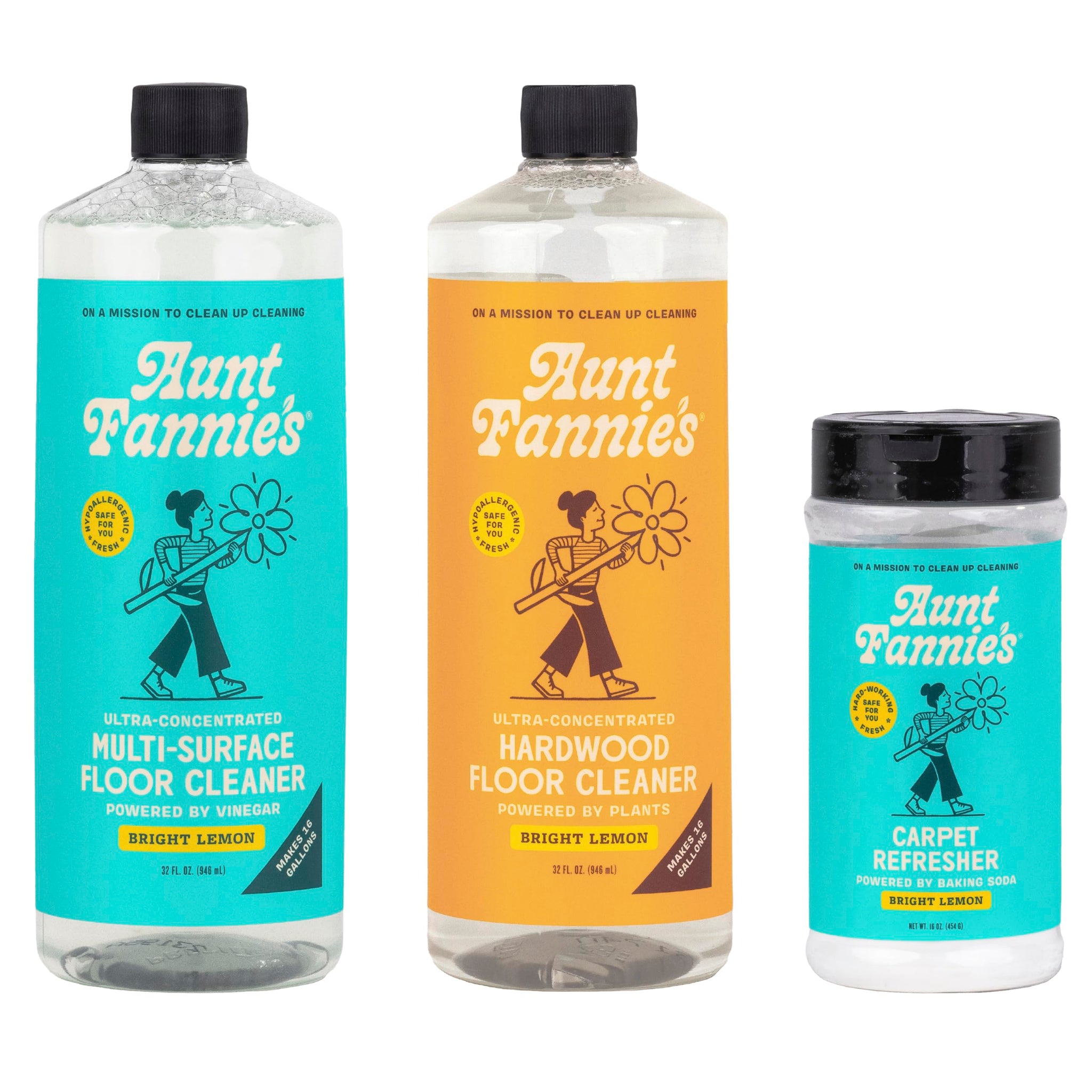 Aunt Fannie's Floor Bundle: Hardwood Cleaner, Multi-Surface Vinegar Floor Cleaner, and Carpet Refresher