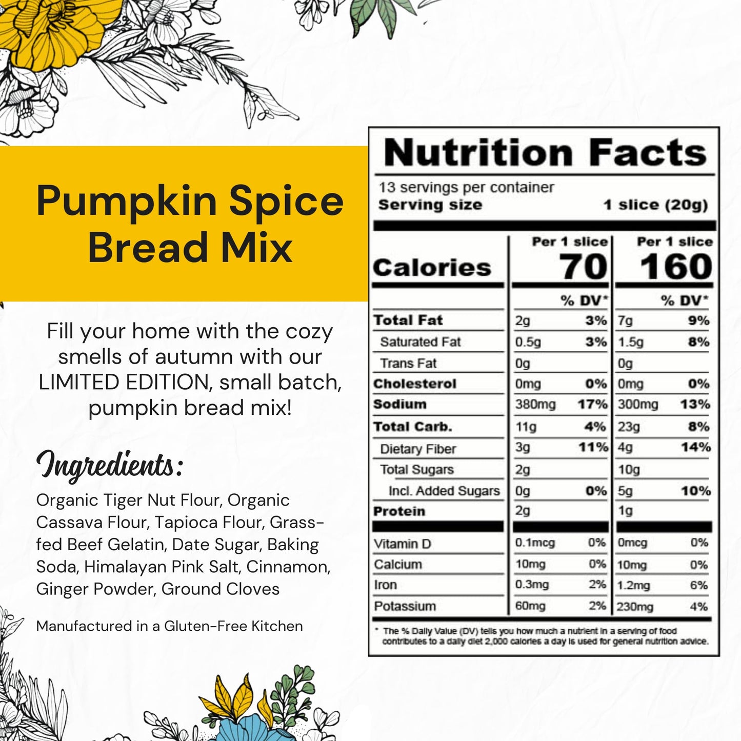 eat G.A.N.G.S.T.E.R. Pumpkin Bread Mix, Allergy-Friendly Baking Mix, Grain-Free, No Dairy, Nuts, Gluten, Dairy, For Paleo & AIP Diets, Seasonal Loaf, Doughnuts, Breakfast, Healthy Snack, Dessert