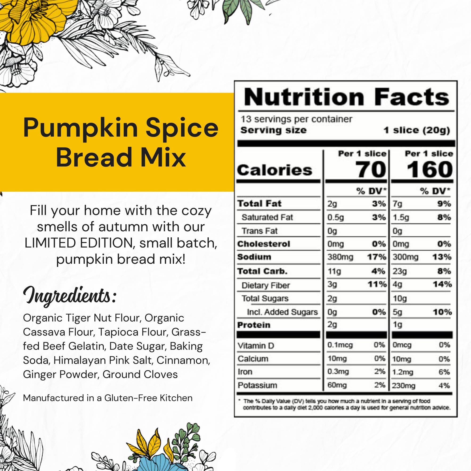 eat G.A.N.G.S.T.E.R. Pumpkin Bread Mix, Allergy-Friendly Baking Mix, Grain-Free, No Dairy, Nuts, Gluten, Dairy, For Paleo & AIP Diets, Seasonal Loaf, Doughnuts, Breakfast, Healthy Snack, Dessert