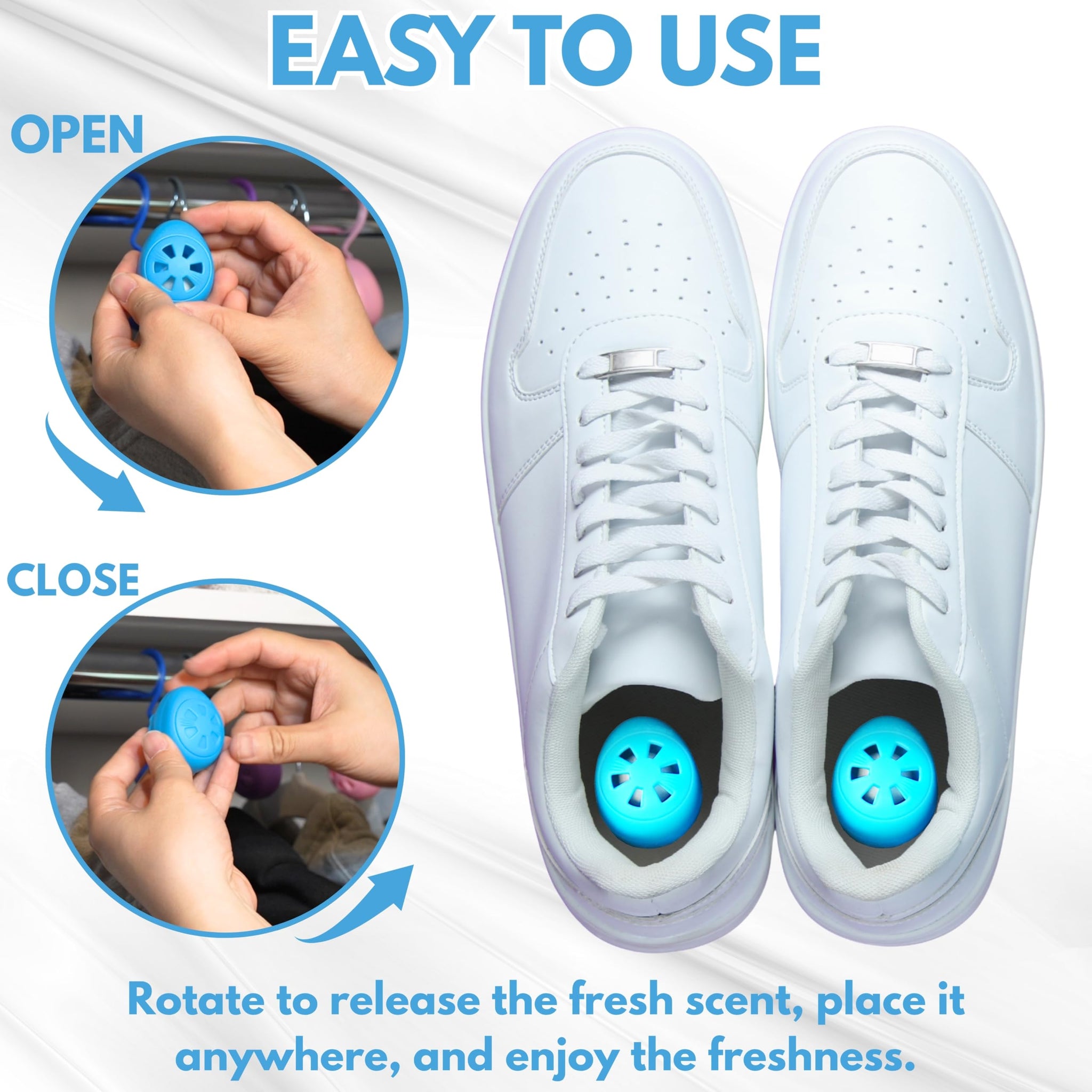 Air Jungles Shoe Deodorizer Balls 12 Ct, Fresh Linen Scent, Odor Remover Balls for Sneakers, Gym Bags, Lockers, and Drawers, Essential Oil Provides