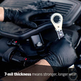 Lion Grip Nitrile Gloves - Black Tread Texture - 7mil - 1 Box (100 Gloves) (Large)