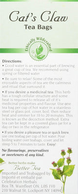Celebration Herbals Cats Claw Inner Bark, 24 Herbal Tea Bags