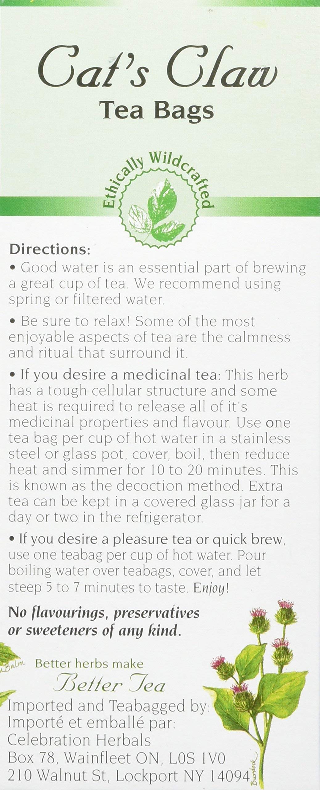 Celebration Herbals Cats Claw Inner Bark, 24 Herbal Tea Bags