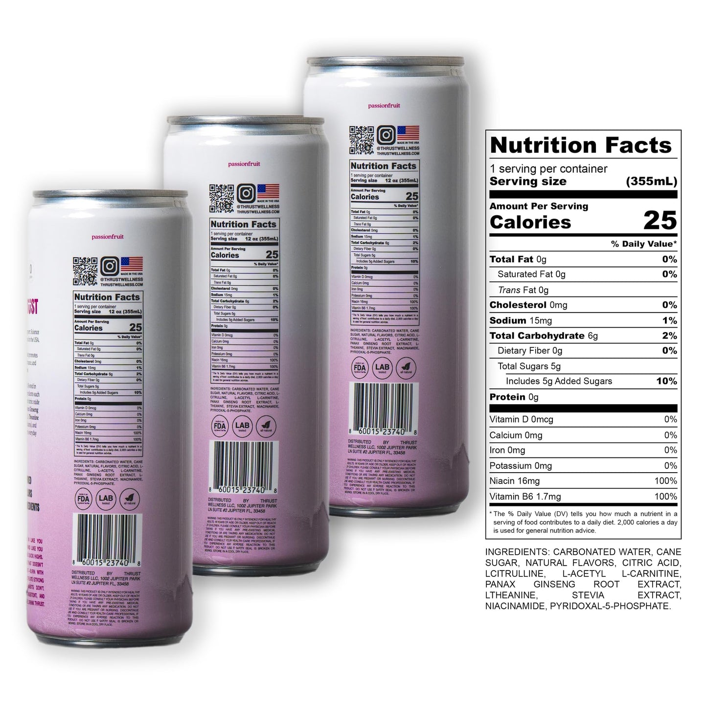 Thrust All Natural Wellness - 4 Pack | Nitric Oxide Beverage | 5 g Sugar, 25 Cal | Boost Blood Flow | Increase Circulation & Vitality Support