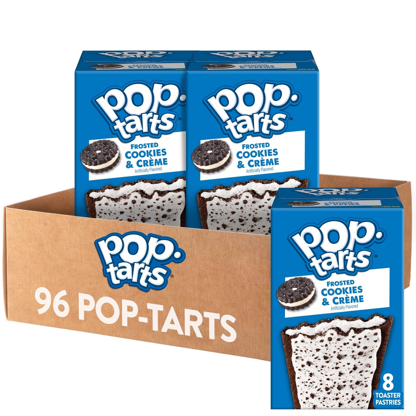 Pop-Tarts Toaster Pastries, Breakfast Foods, Kids Snacks, Frosted Cookies and Creme (96 Pop-Tarts)