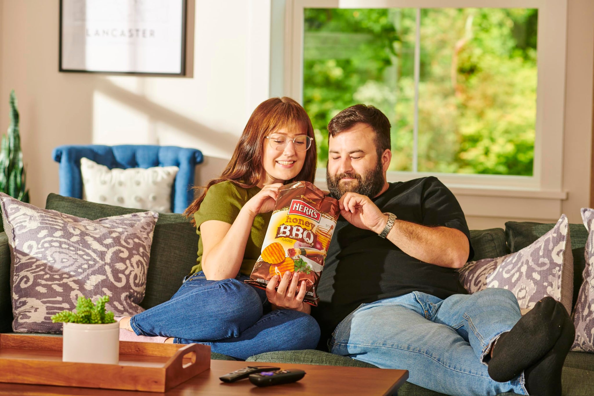 Herr's Honey BBQ Potato Chips, 1.5 Ounce (Pack of 24 Bags) - Sweet and Smoky Potato Chips - Perfect for School, Work, and Snack Time