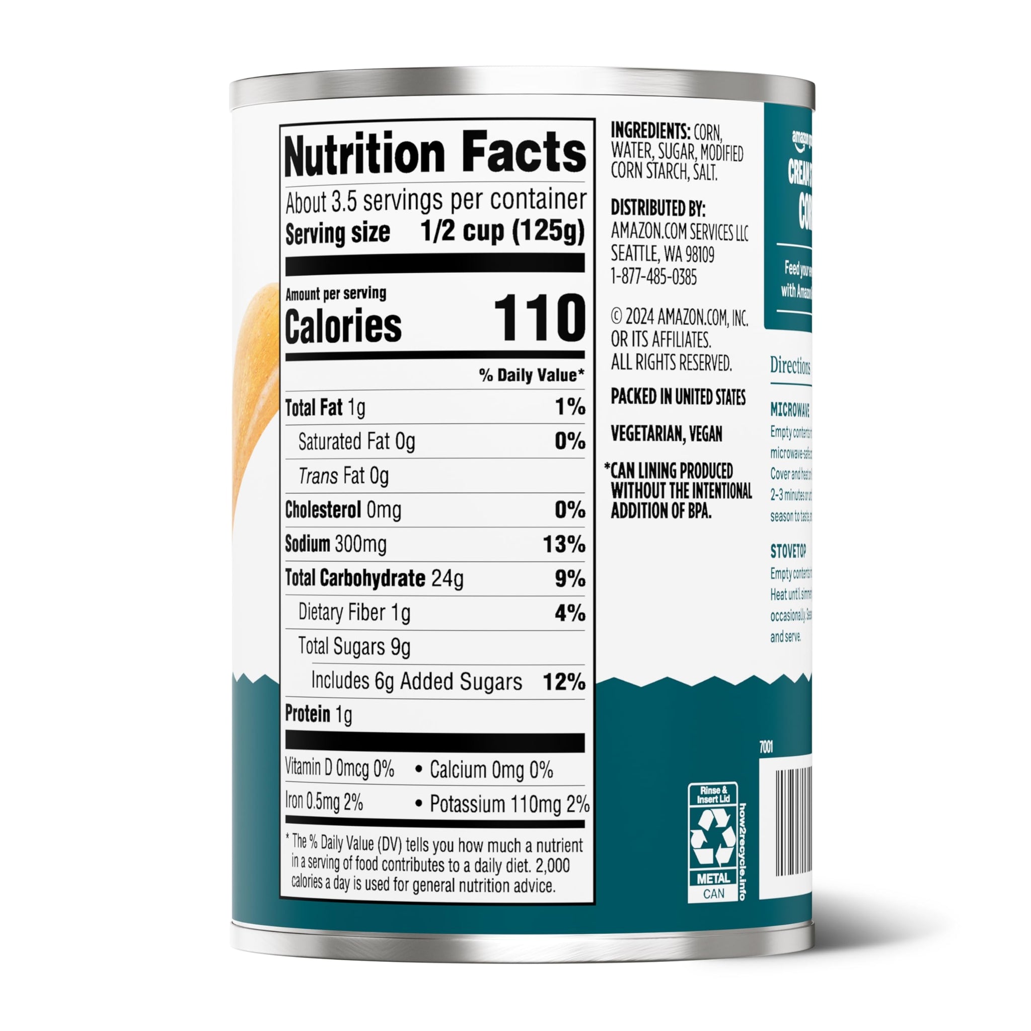 Amazon Grocery, Canned Cream Style Corn, 14.75 Oz