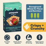 Patagonia Provisions Organic Sourdough Sea Salt Crackers - 3g Plant Protein Per Serving - Made with Wheat Flour & Sea Salt - Non-GMO, No Added Sugar
