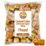 Caramel Cubes Candy Green Apple Filling - 1 Pound Bulk Bag - Individually Wrapped, Caramel Chews Soft Classic Chewy Candy, For all Holidays And Any