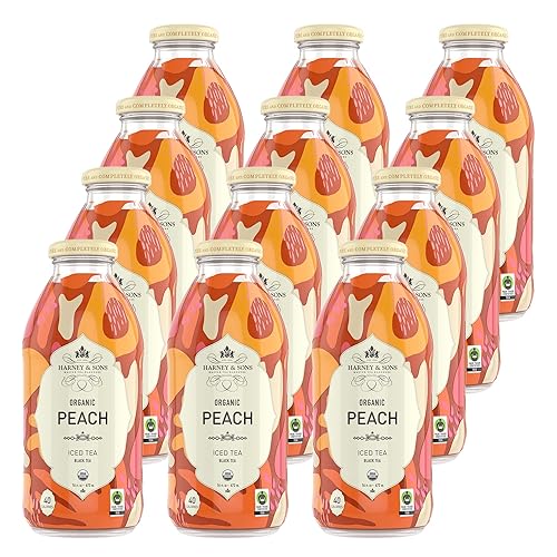 Harney & Sons Iced Tea, Peach Black, 16 Fl Oz (Pack of 12)