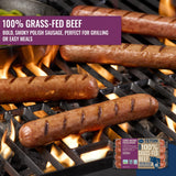 Teton Waters Ranch 100% Grass-Fed Beef Polish Sausage Links, Cooked Uncured Smoked Sausage, No Sugar Added, Certified Humane - 12oz