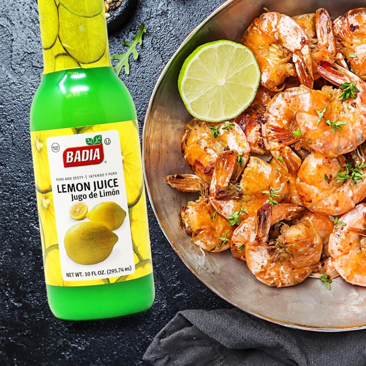 Badia Lemon Juice, 10 fl oz - Fresh Citrus Flavor from Real Lemons for Cooking, Baking, Cocktails, Dressings & Marinades