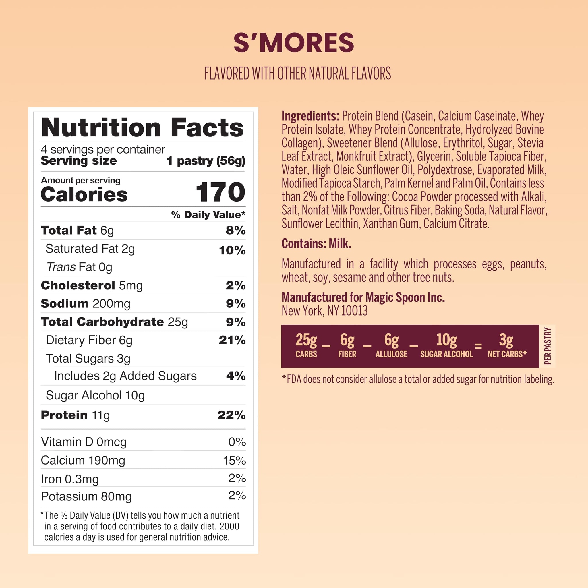 Magic Spoon High Protein Pastries, S'mores - 11g Protein, 6g Fiber, 5g Net Carbs, 3g Sugar - Gluten Free, Grain Free, Keto Friendly Protein Snacks - 3