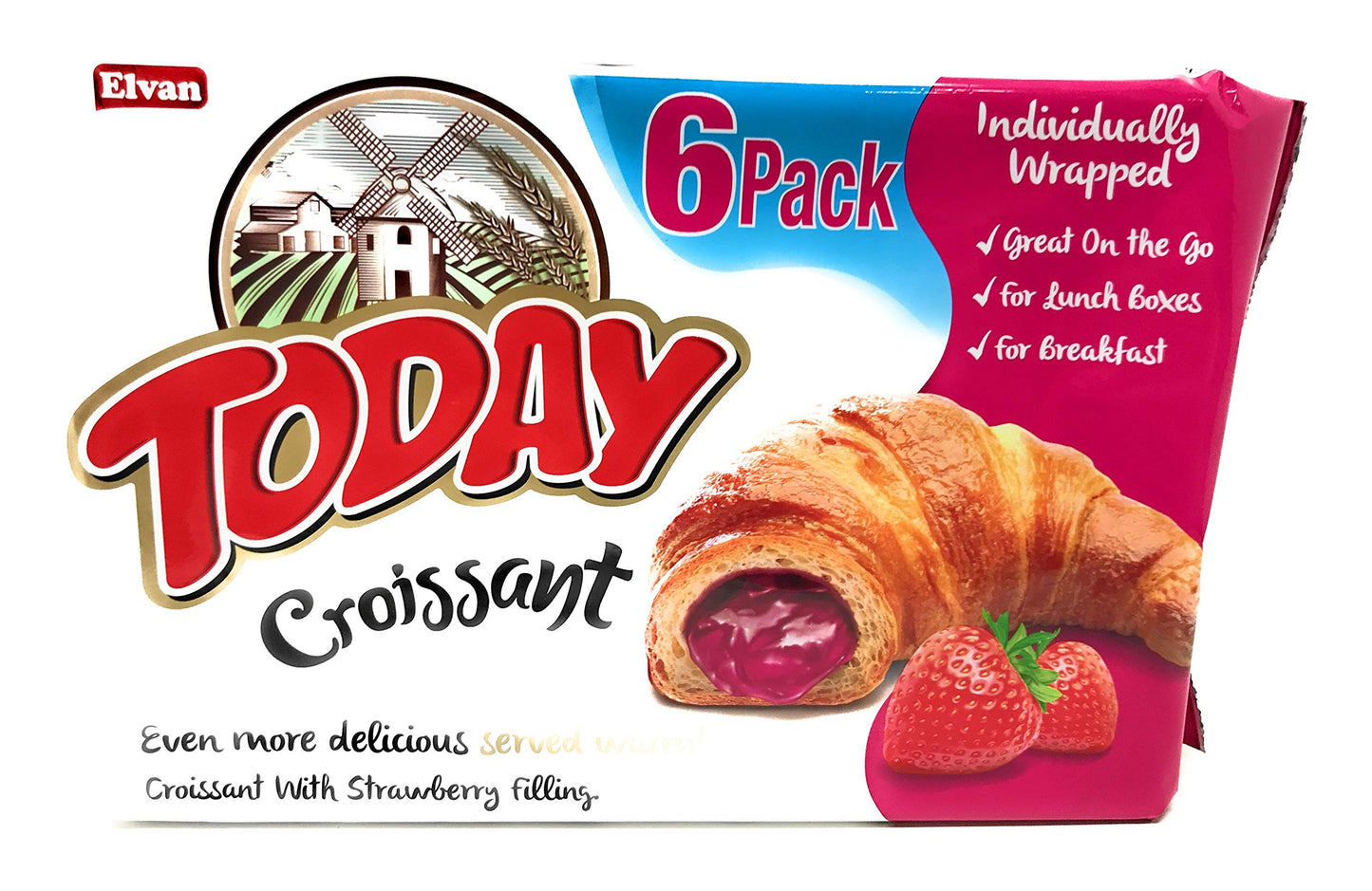 Today Soft Croissant, Perfect Breakfast Pastry, Individually Wrapped (Strawberry, Pack of 6)