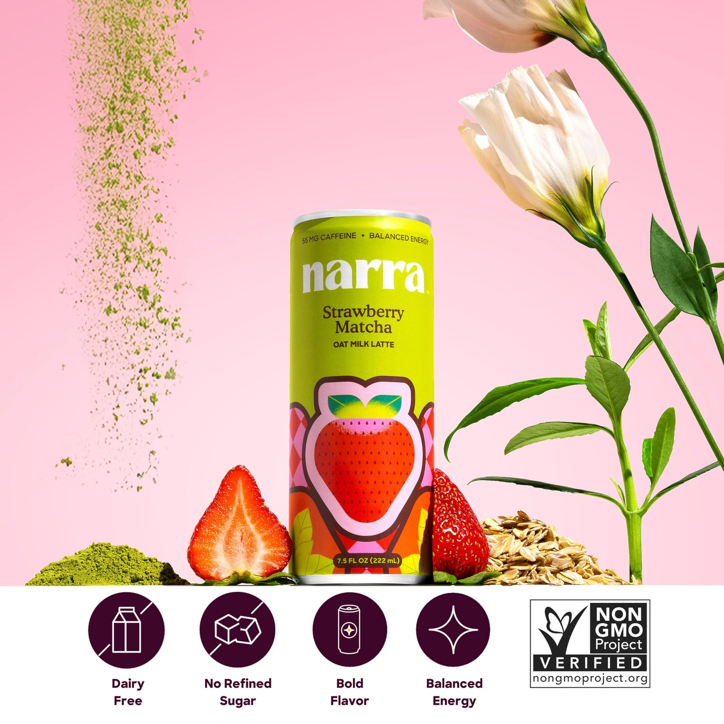 Narra Oat Milk Tea Latte Original Variety Pack (12 Pack) - Black Tea, Roasted Oolong & Strawberry Matcha, Smooth Balanced Energy from Tea (50-60mg