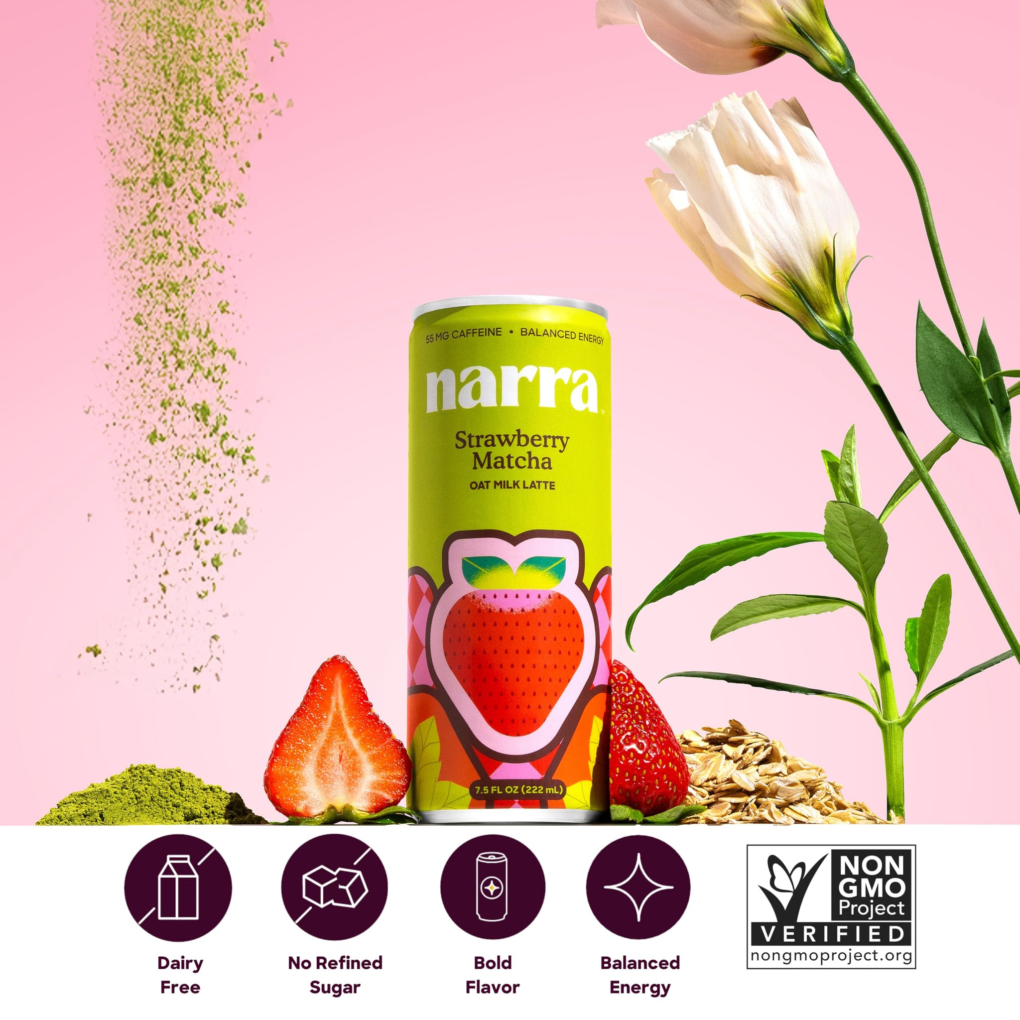 Narra Oat Milk Tea Latte Original Variety Pack (12 Pack) - Black Tea, Roasted Oolong & Strawberry Matcha, Smooth Balanced Energy from Tea (50-60mg
