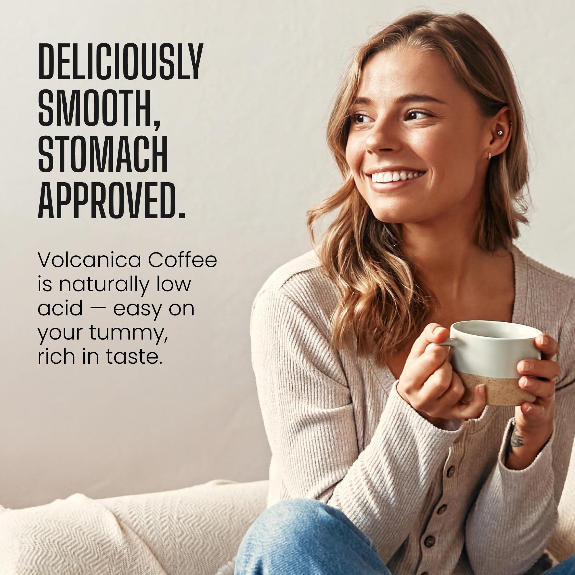 Low Acid Coffee, Blend of Natural Low Acidic Coffee, Ground, Medium Roast, Fresh Roasted, 16-ounces