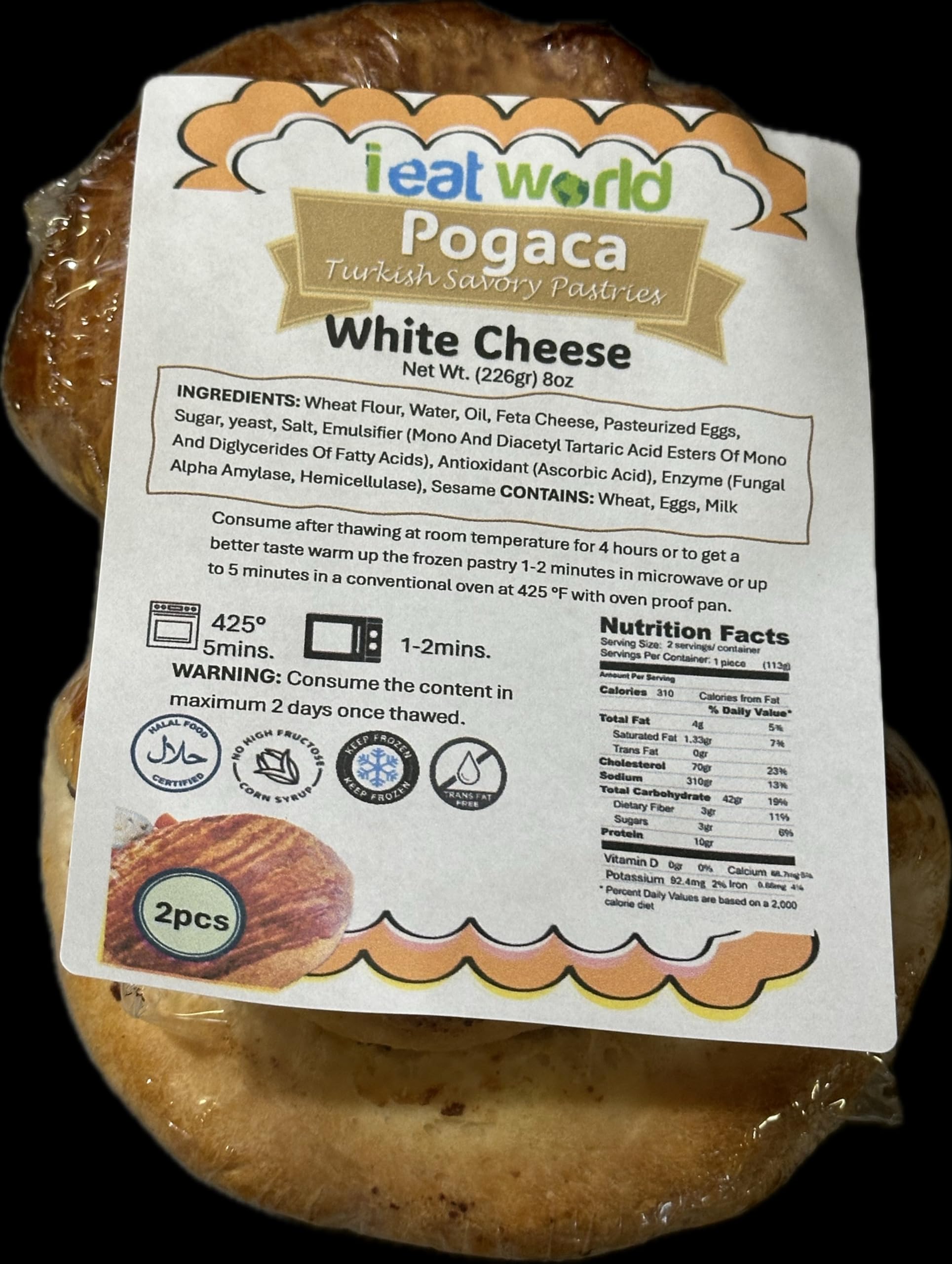 IEATWORLD Turkish Bakery - Pogaca - Acma - Mozzarella - Olives - Feta Cheese - Potato 2 Pack Packages (2 Pack, White Feta Cheese)
