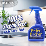 HOPE'S Perfect Kitchen Cleaner Spray - 32 Oz No-Residue All Purpose Cleaning Spray - Multisurface Degreaser for Counters, Stoves, Microwaves, and More
