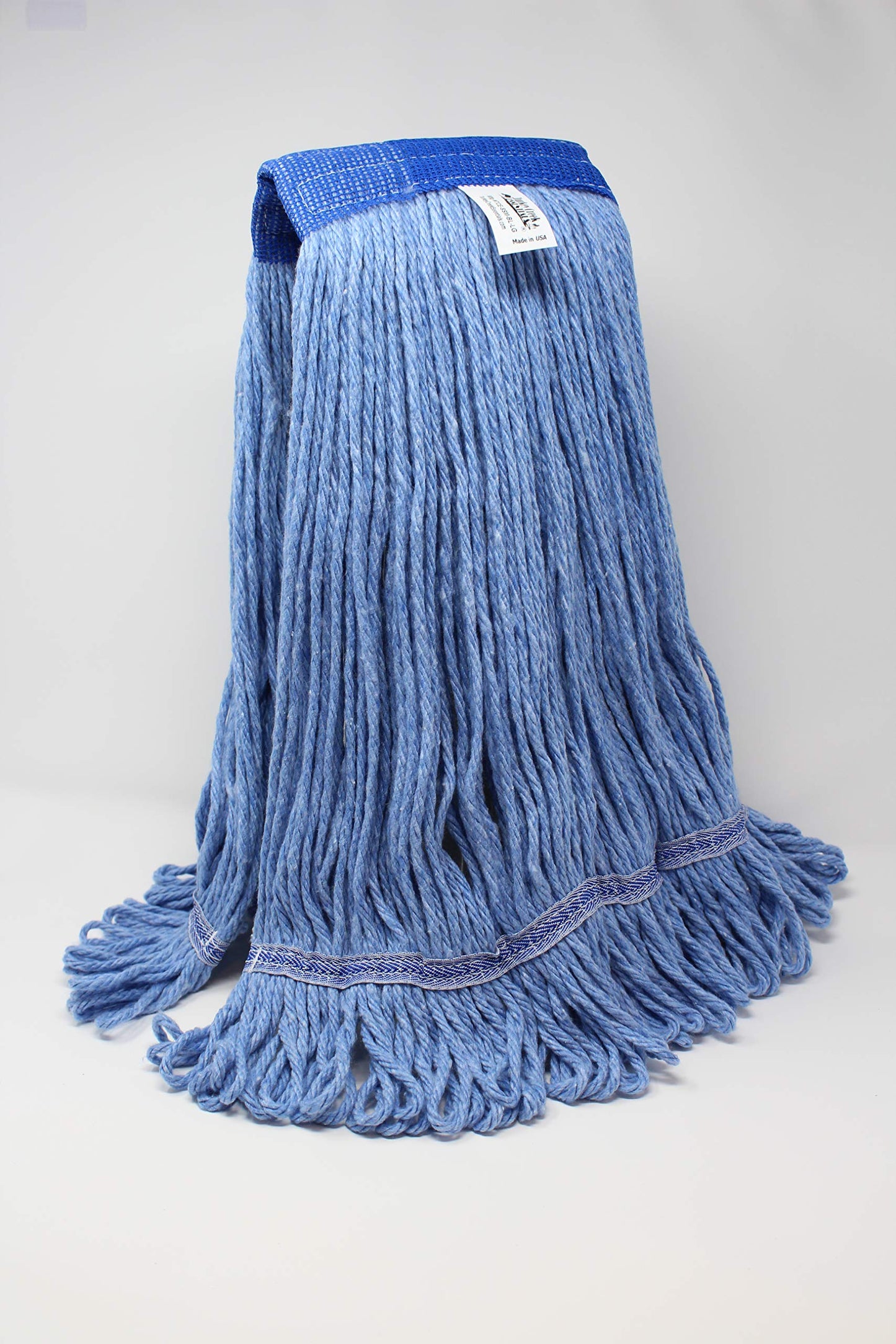 Turkey Creek Essentials Mop Heads Commercial Grade USA Made Looped End Heavy Duty Large Mop Head of Blue 4-Ply Synthetic Yarn Industrial Wet Mop Head