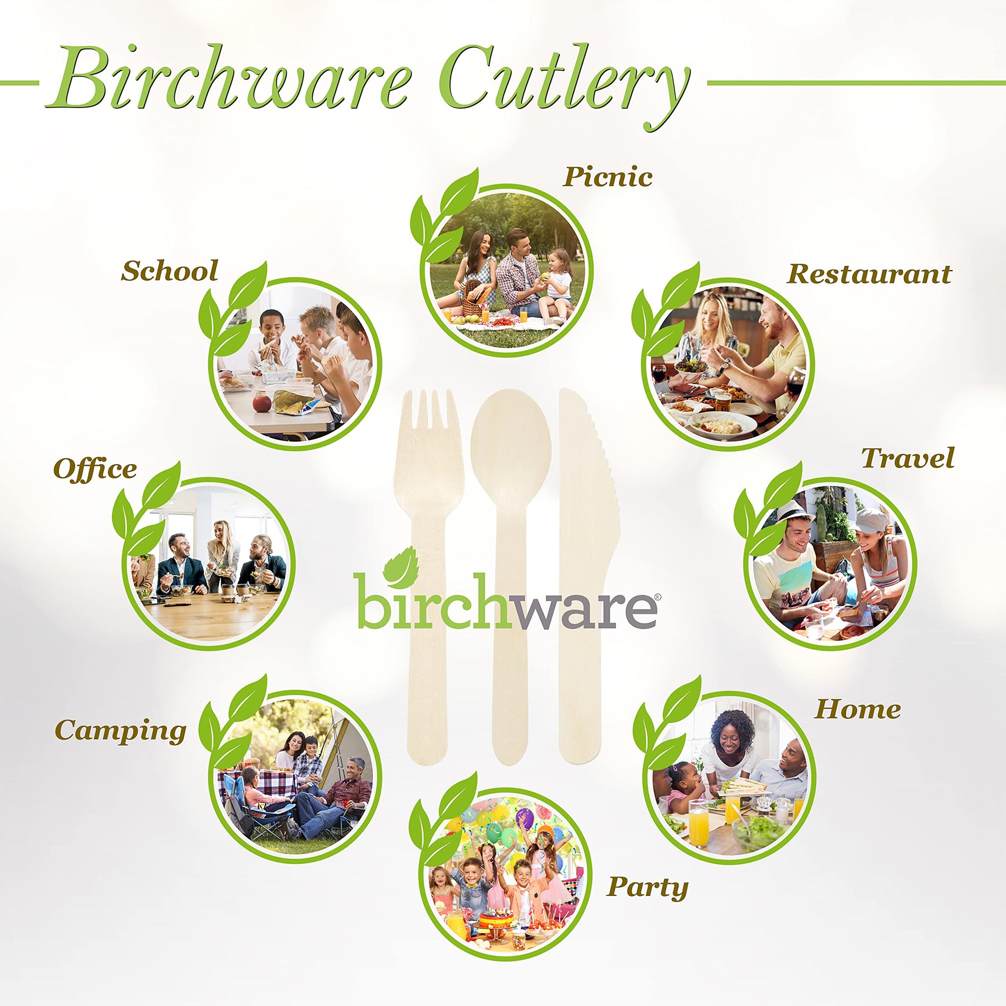 Birchware Classic Forks 6.5" - (2500 Count) Compostable Wooden Forks, Biodegradable Party Supplies, Sturdy, Heat Tolerant and Eco-Friendly.