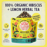 Wow and Flutter Hibiscus Lemon Loose Leaf Herbal Tea | Caffeine-Free Blend with Organic Hibiscus, Lemongrass, Lemon Peel & Oil | Bright Citrus