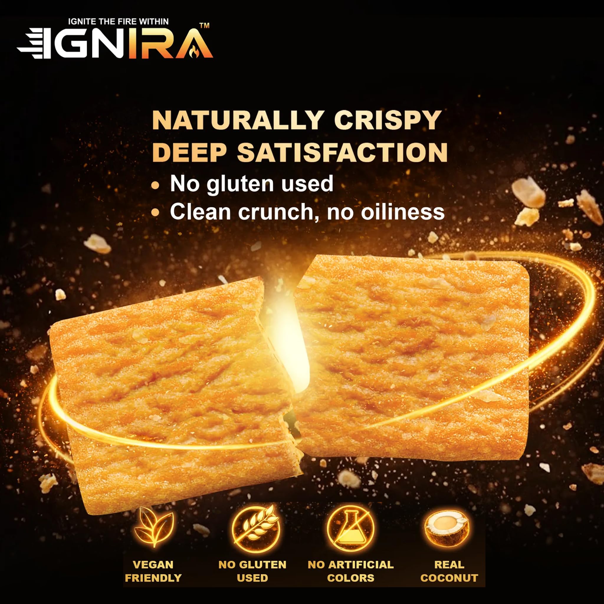 IGNIRA COCO Crunch Coconut Crackers, Crispy Plant-Based Coconut Chips, Toasted Coconut Cookie Thins, Premium Snack Treats, Creative Snacks for Adults