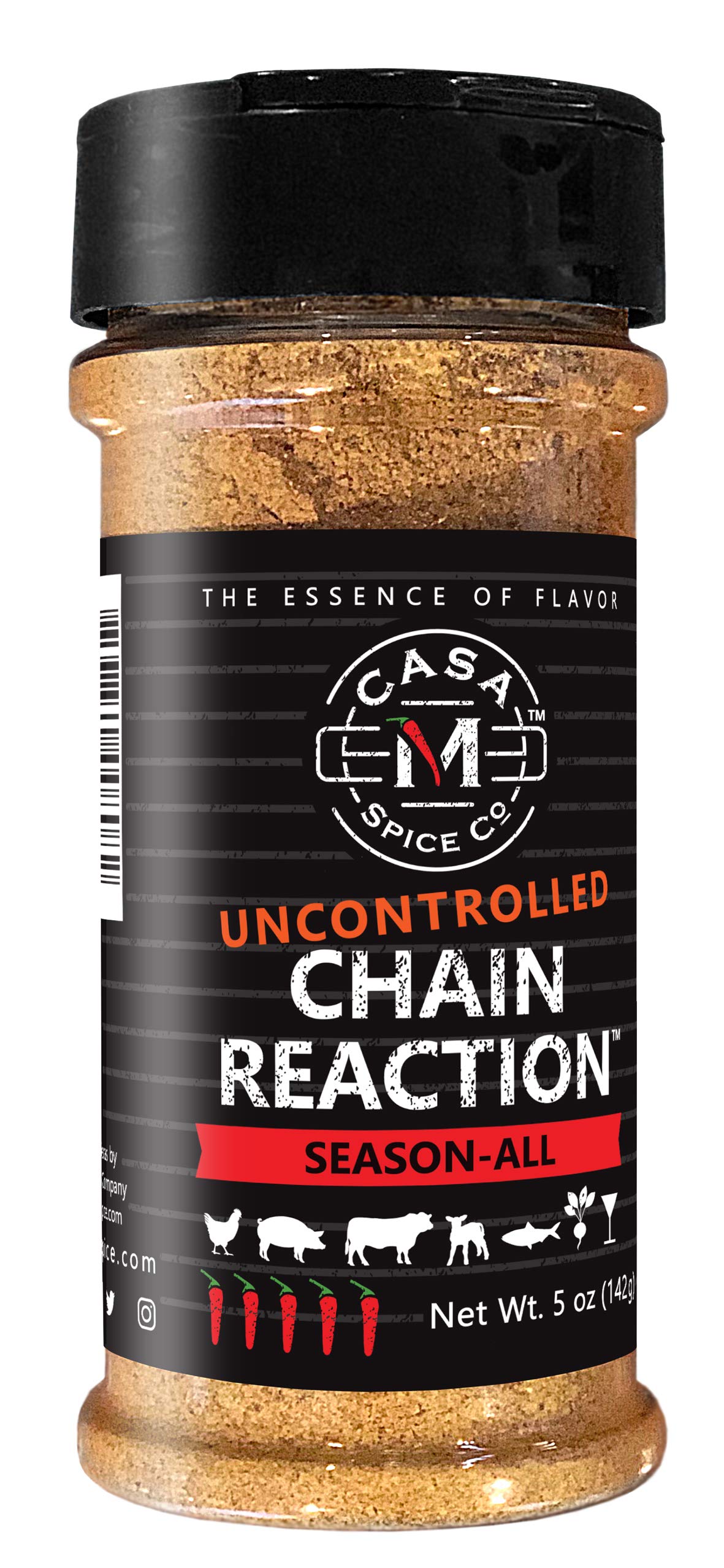 Casa M Spice Co® Uncontrolled Chain Reaction® Season-All• Low Sodium • Gluten Free • Keto Friendly BBQ Spices and Seasonings (Uncontrolled (2x as