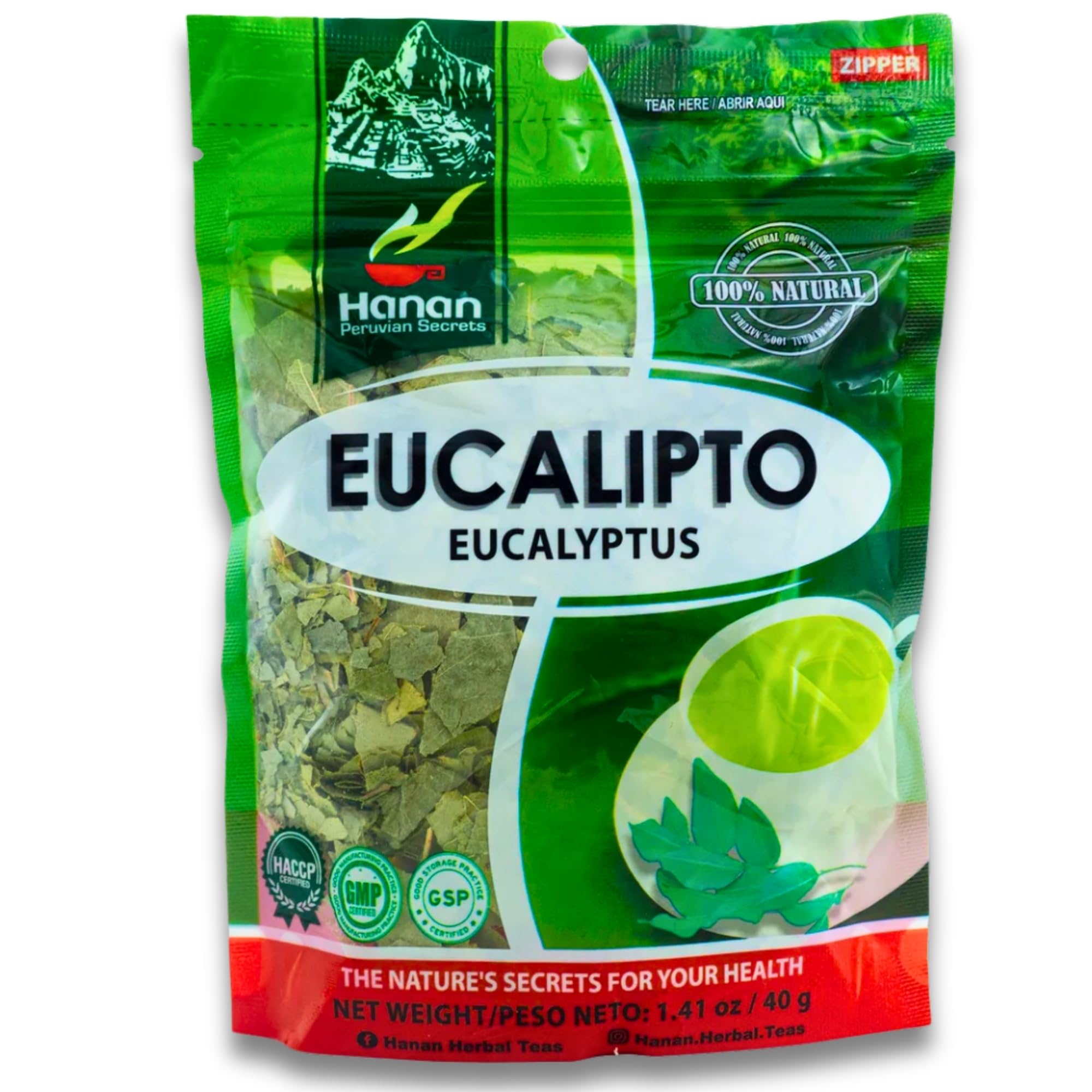 Hanan Dried Eucalyptus Leaves - Te de Eucalipto, Natural Eucalyptus Loose Leaves - Eucalipto Hojas Naturales Grown in Peru - Herbal Tea, Fresh Taste