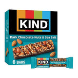 KIND Healthy Snacks Bars, Dark Chocolate Nuts & Sea Salt, Gluten Free, Low Sugar, High Fiber Snacks, 6g Protein, 6 Count