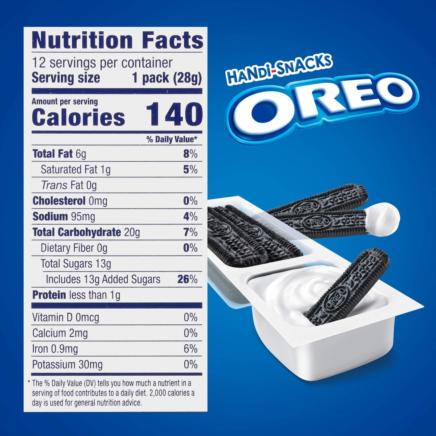 Handi-Snacks OREO Cookie Sticks 'N Crème Dip Snack Packs, 1 Box of 12 Snack Packs