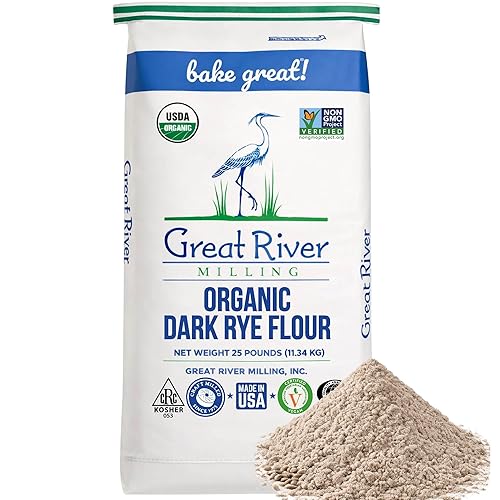 Great River Milling Organic Dark Rye Flour | Whole Grain, Non-GMO, Kosher, Unbromated | Earthy Flavor for Rye Bread, Sourdough Starter, Bagels