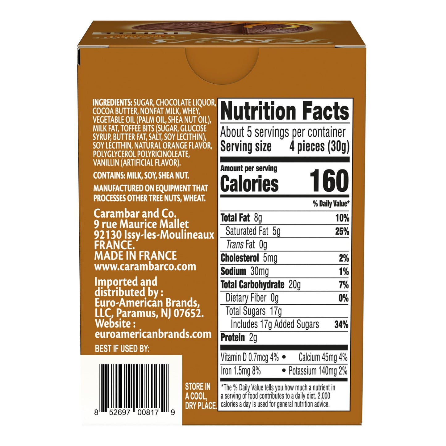 Terry's Milk Chocolate Orange Toffee 5.36 oz Box