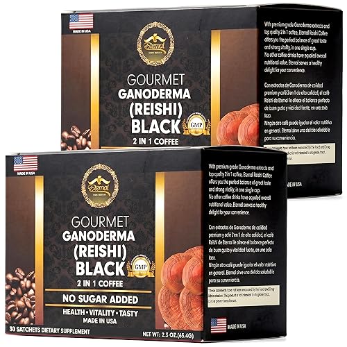 Eternal Gourmet Ganoderma (REISHI) Black Coffee 2 in1 Made in USA Cafe Negro con ganoderma Eternal(2-Pack)