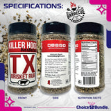 Killer Hogs TX Brisket Rub - Texas Style Premium BBQ Seasoning 2 pk (22 oz) + Barbecue Masters & Bottle Opener (4 Items)!
