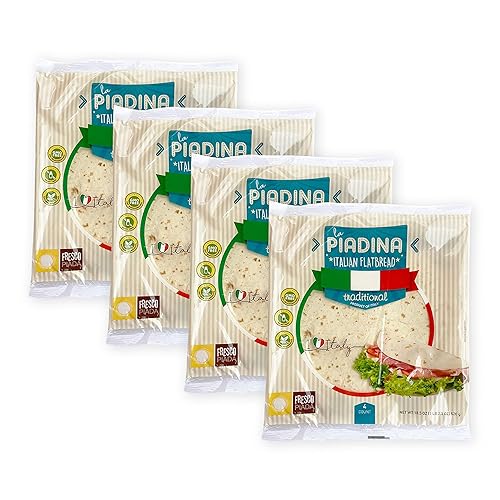 Fresco Piada Italian Flatbread - 4 Packs (16 Count Total) | Authentic Piadina Bread Made in Italy | TRADITIONAL RECIPE | No Preservatives, GMO