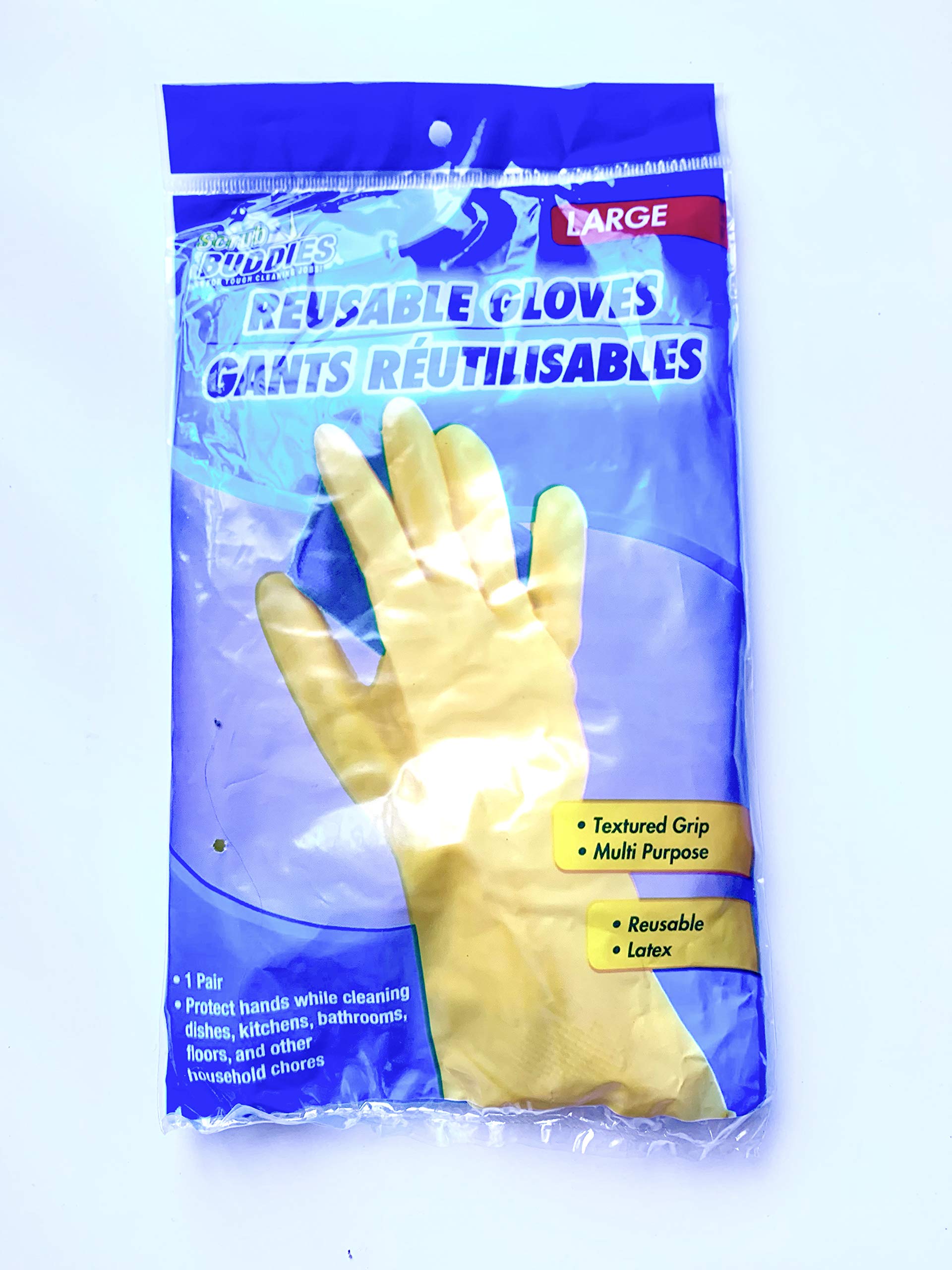 Scrub Buddies Large-Size Reusable Latex Gloves, 1-Pair Packs