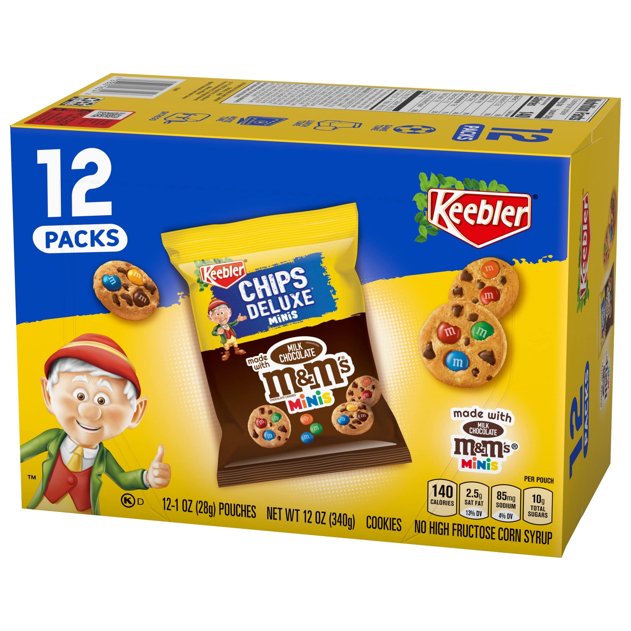 Keebler On-The-Go Chips Deluxe Rainbow Cookies with M&Ms, 12oz, 12ct
